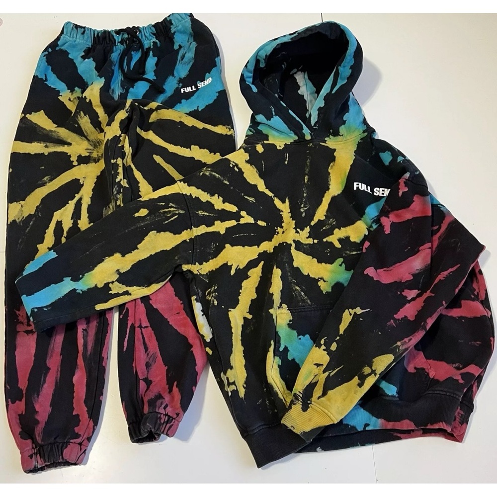Full Send Tie Dye Set M 36x28 Unisex Nelk Boys Psychedelic 90s hip-hop Pranks